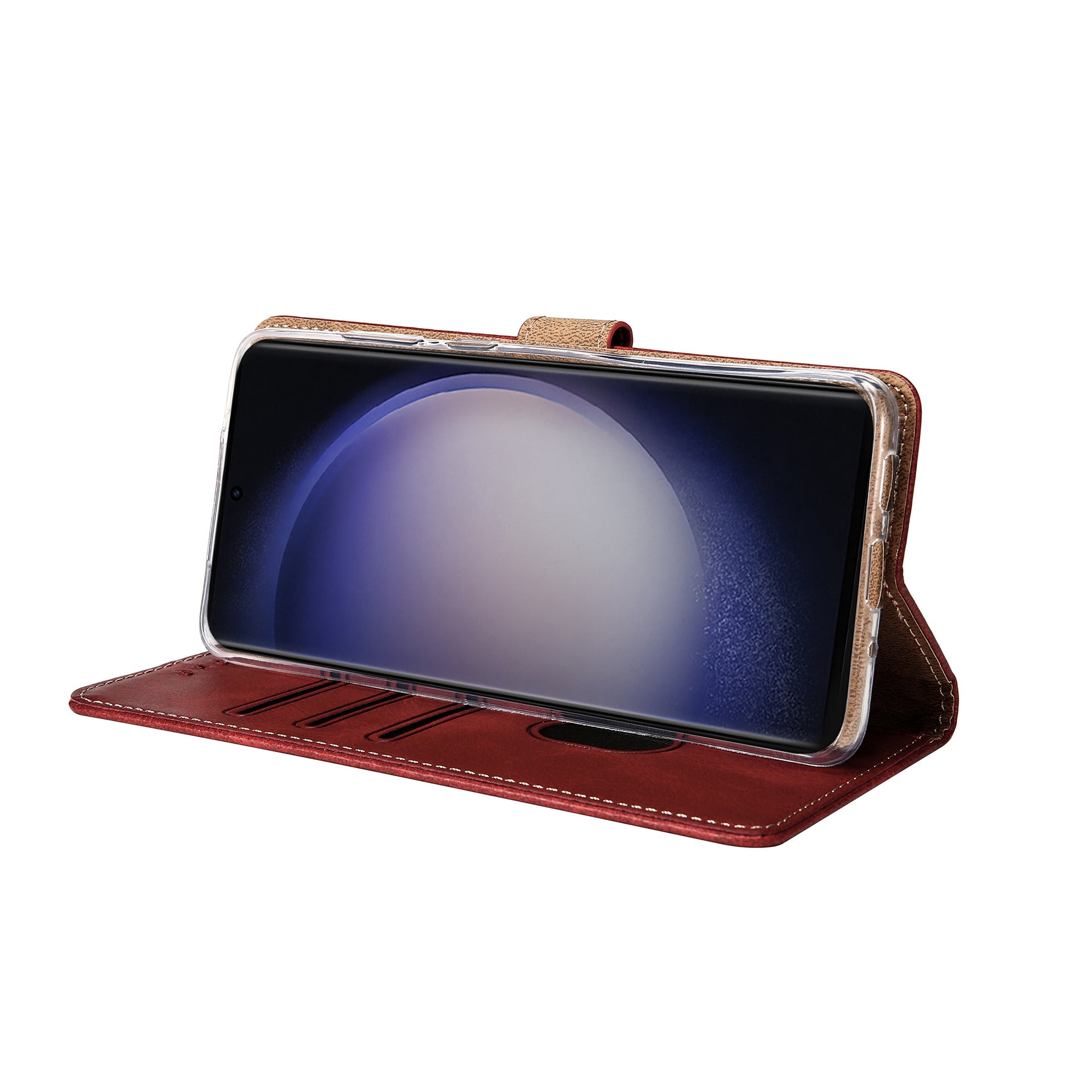 Rixus Bookcase For Samsung Galaxy S25 Ultra Dark Red