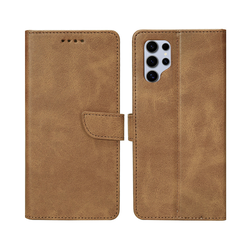 Rixus Bookcase For Samsung Galaxy S25 Ultra S938B Light Brown