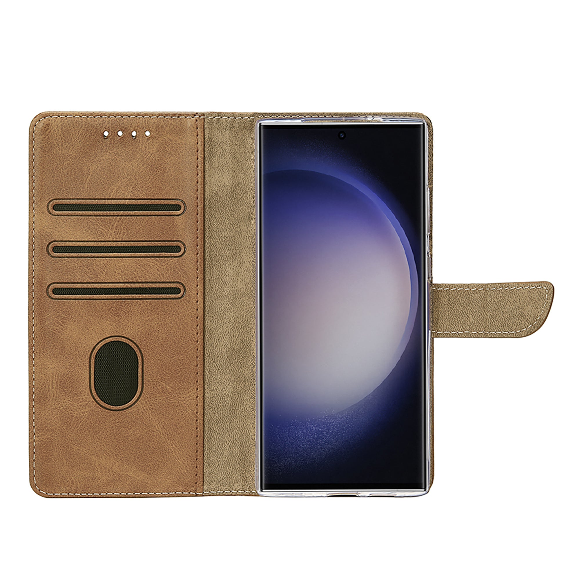 Rixus Bookcase For Samsung Galaxy S25 Ultra Light Brown