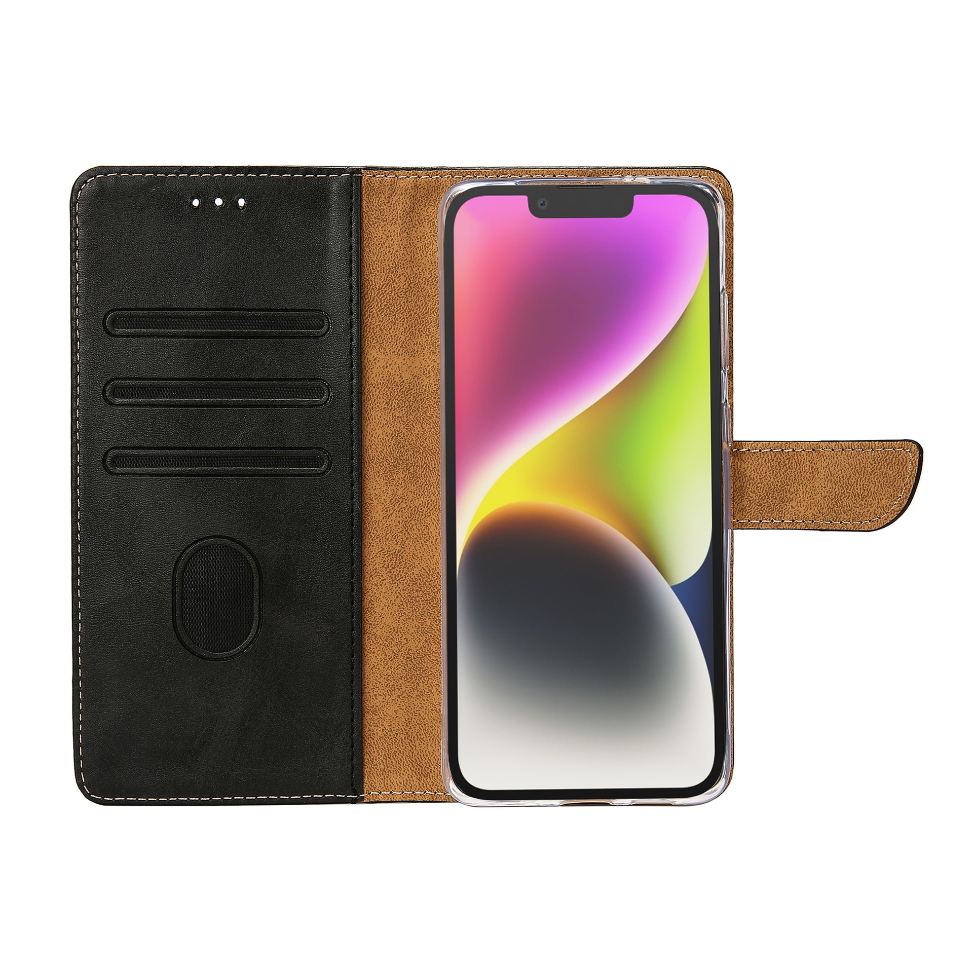 Rixus Bookcase For Apple iPhone 14 Black