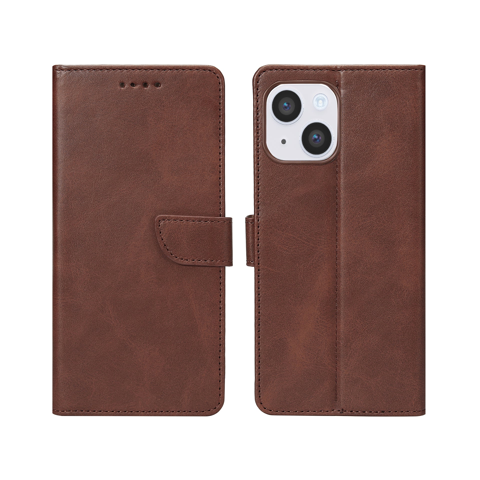 Rixus Bookcase For Apple iPhone 14 Brown