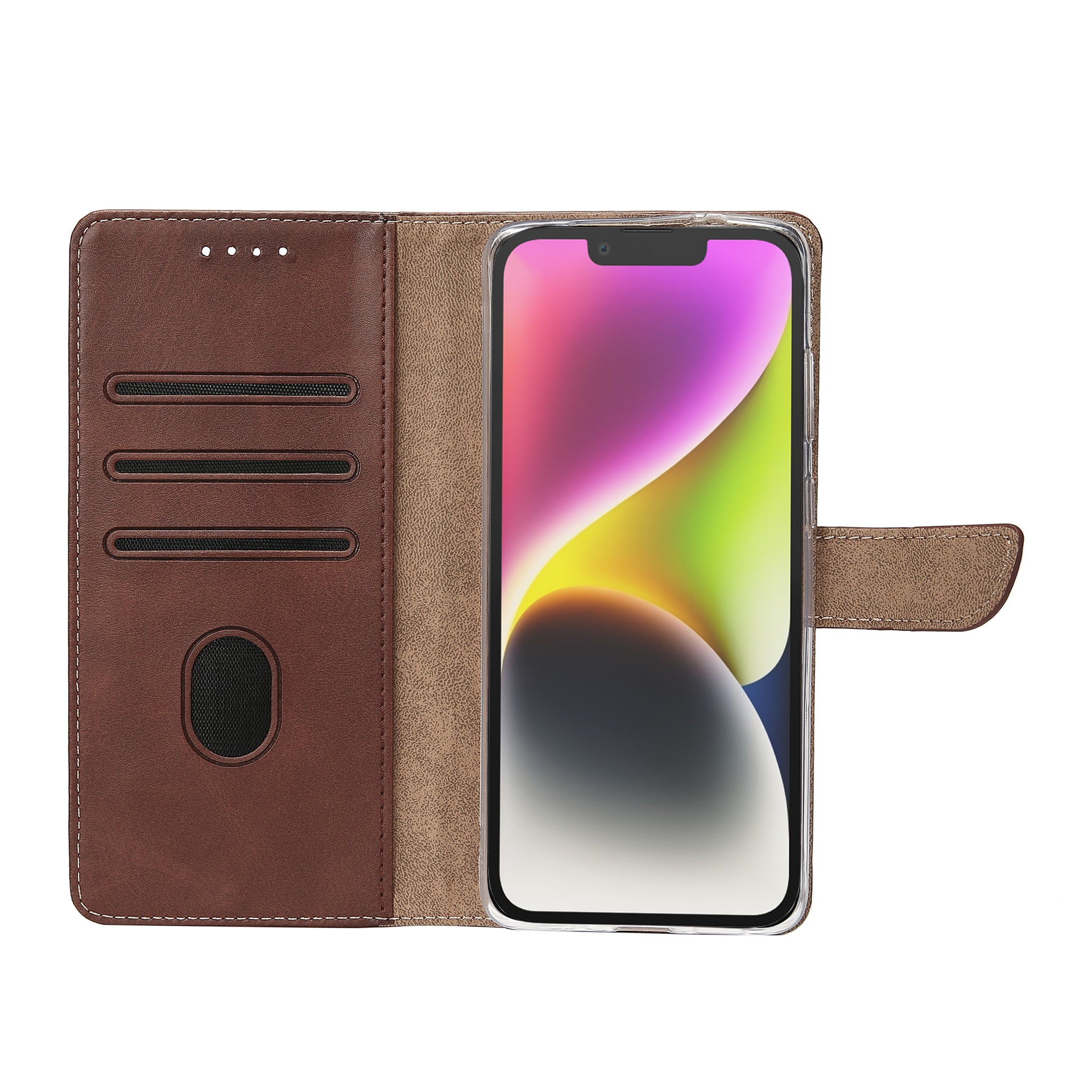 Rixus Bookcase For Apple iPhone 14 Brown