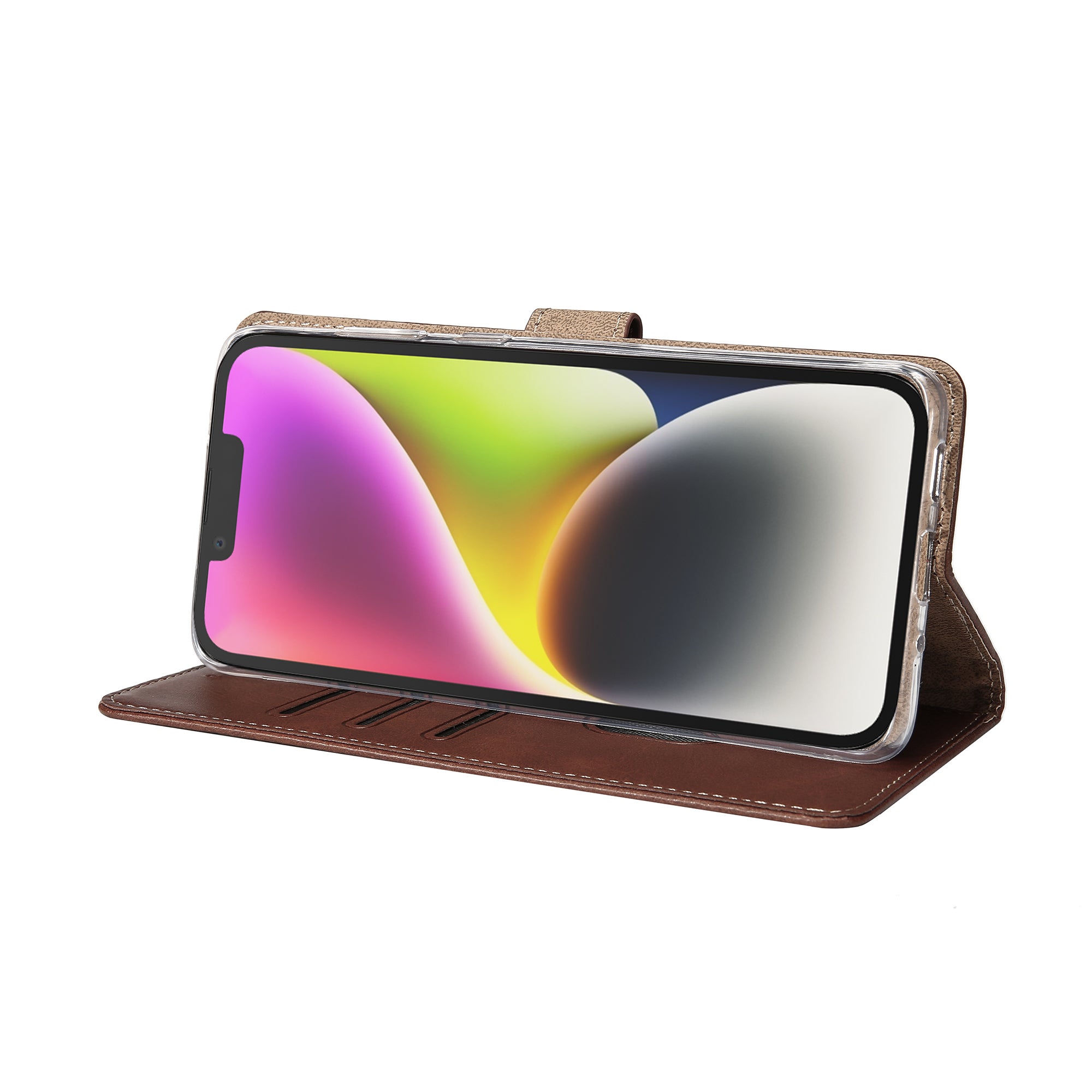 Rixus Bookcase For Apple iPhone 14 Brown