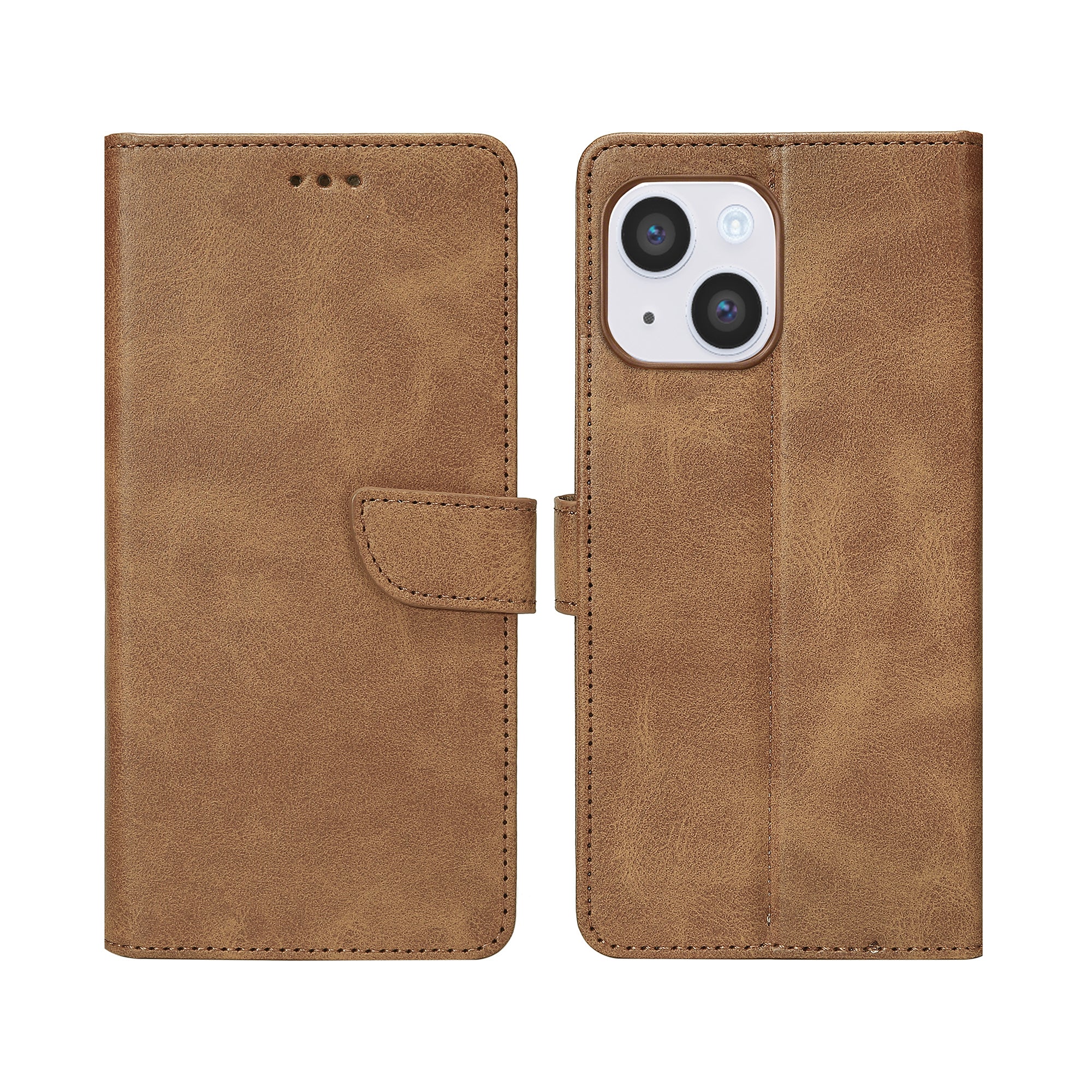 Rixus Bookcase For Apple iPhone 14 Light Brown