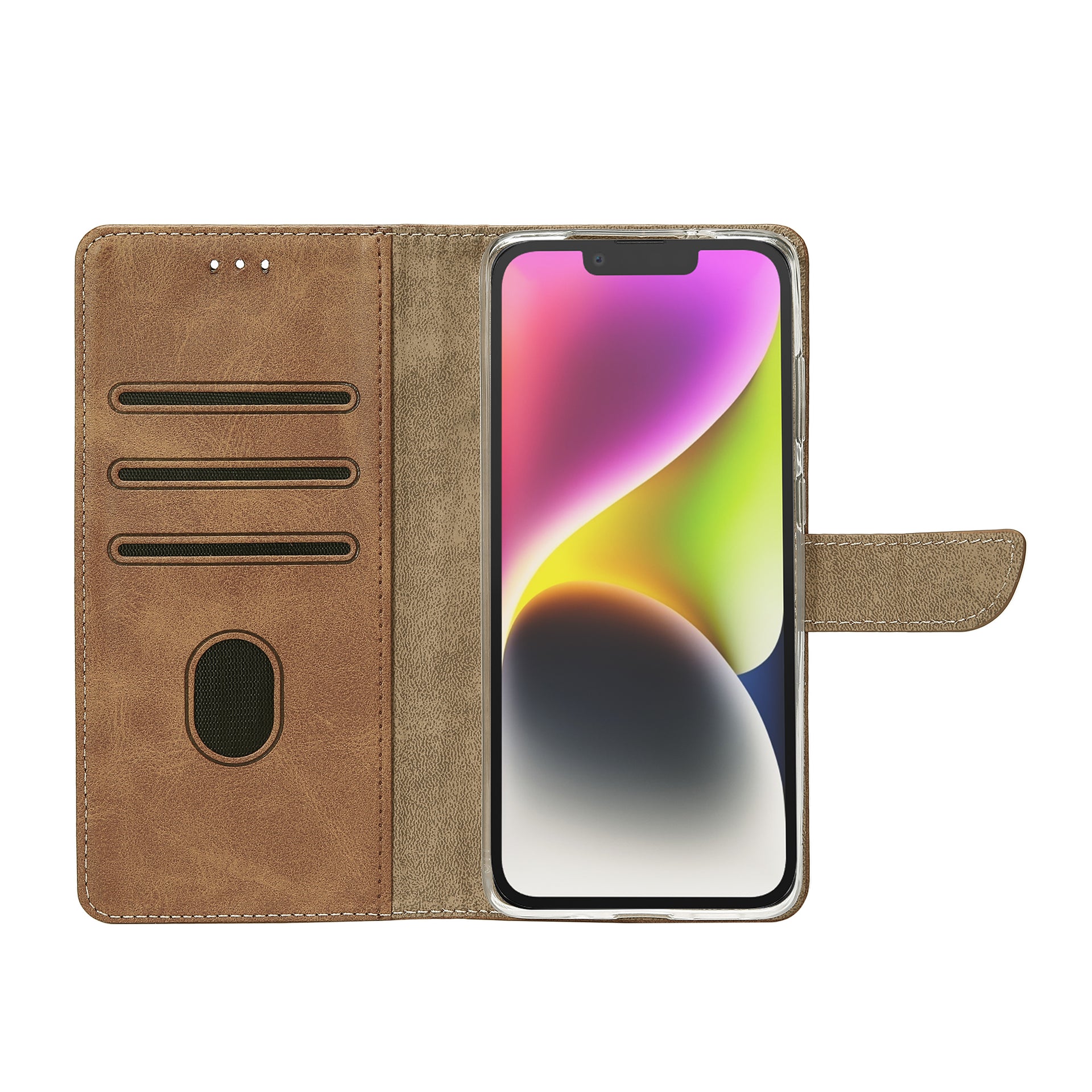 Rixus Bookcase For Apple iPhone 14 Light Brown