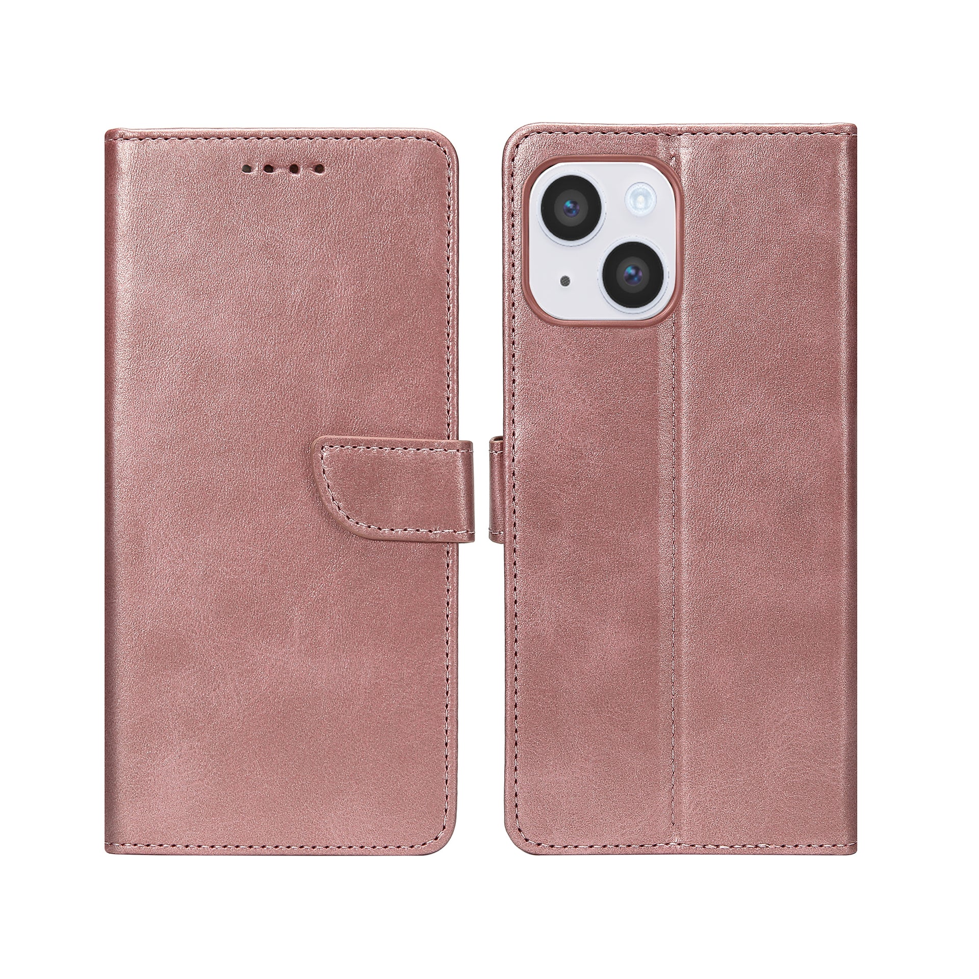 Rixus Bookcase For Apple iPhone 14 Pink