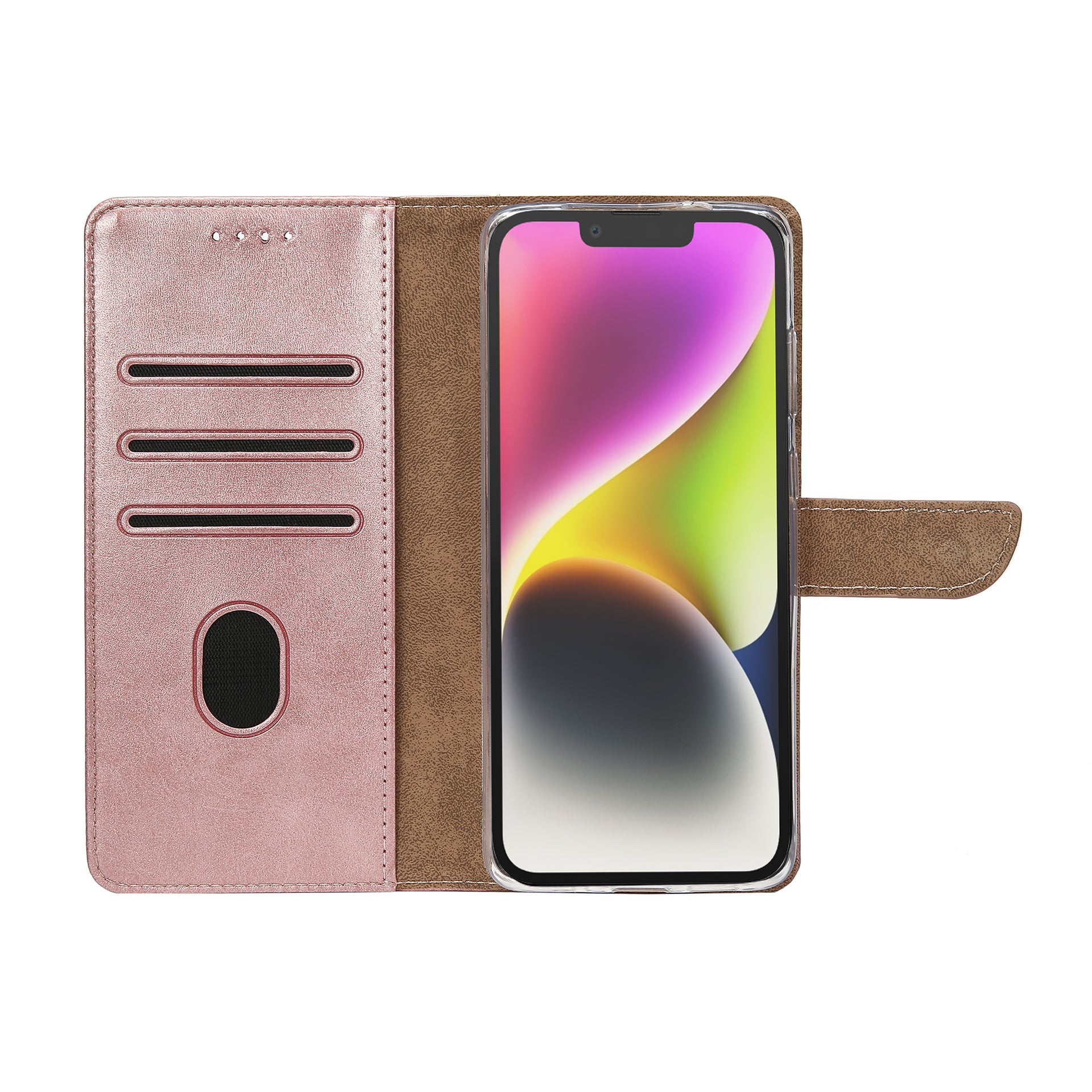 Rixus Bookcase For Apple iPhone 14 Pink