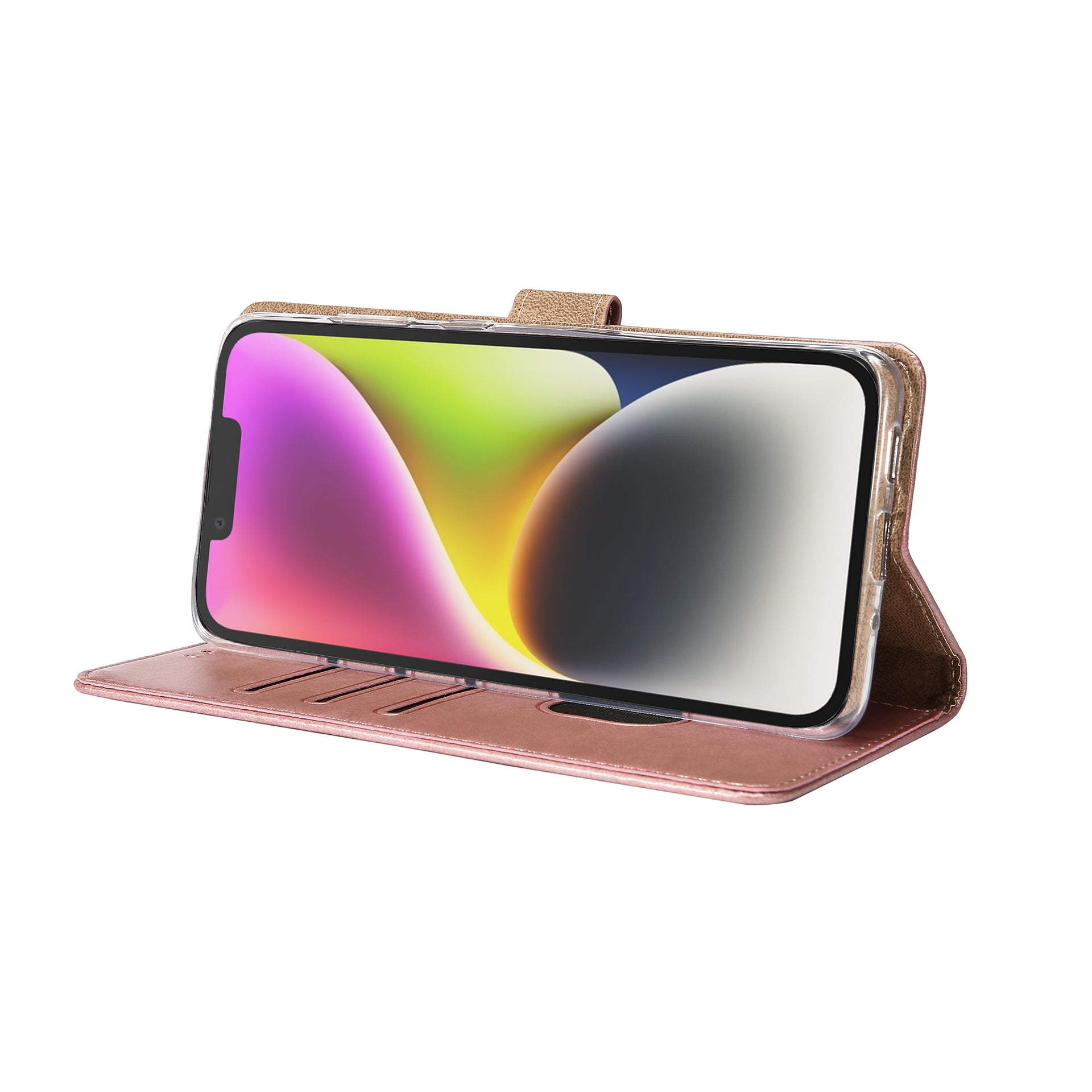 Rixus Bookcase For Apple iPhone 14 Pink
