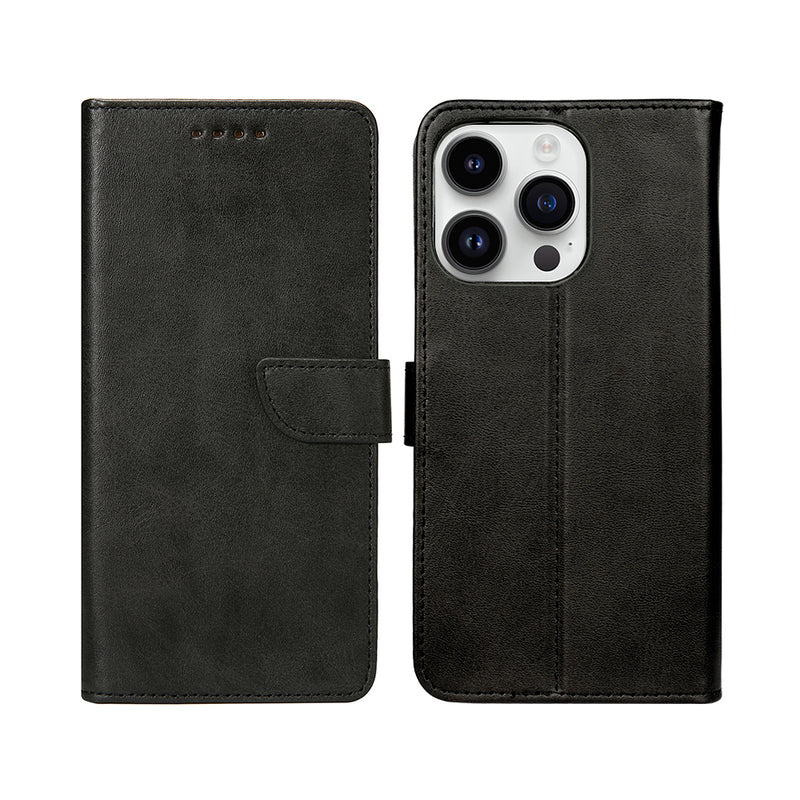 Rixus Bookcase For iPhone 14 Pro Max Black