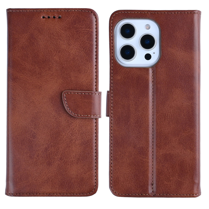 Rixus Bookcase For Apple iPhone 14 Pro Max Brown