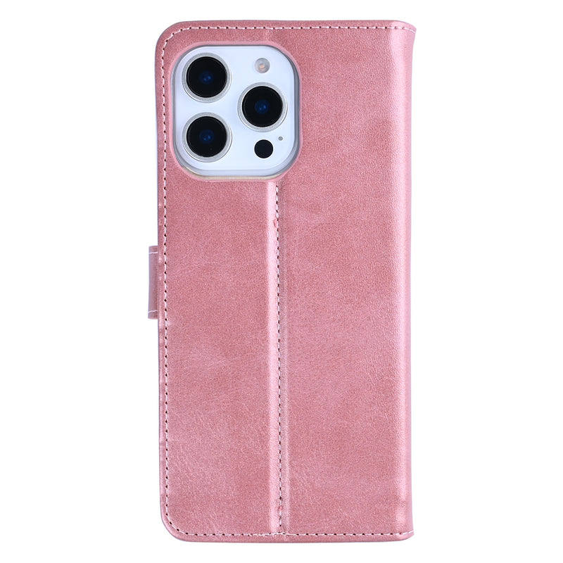 Rixus Bookcase For iPhone 14 Pro Max Pink