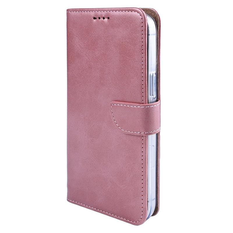 Rixus Bookcase For iPhone 14 Pro Max Pink