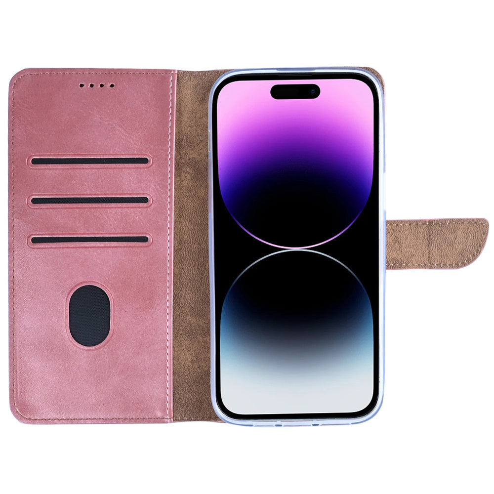 Rixus Bookcase For Apple iPhone 14 Pro Max Pink