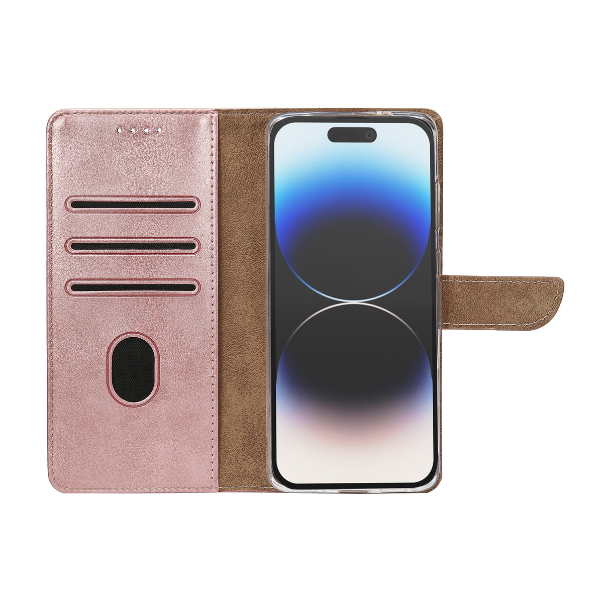 Rixus Bookcase For Apple iPhone 14 Pro Pink