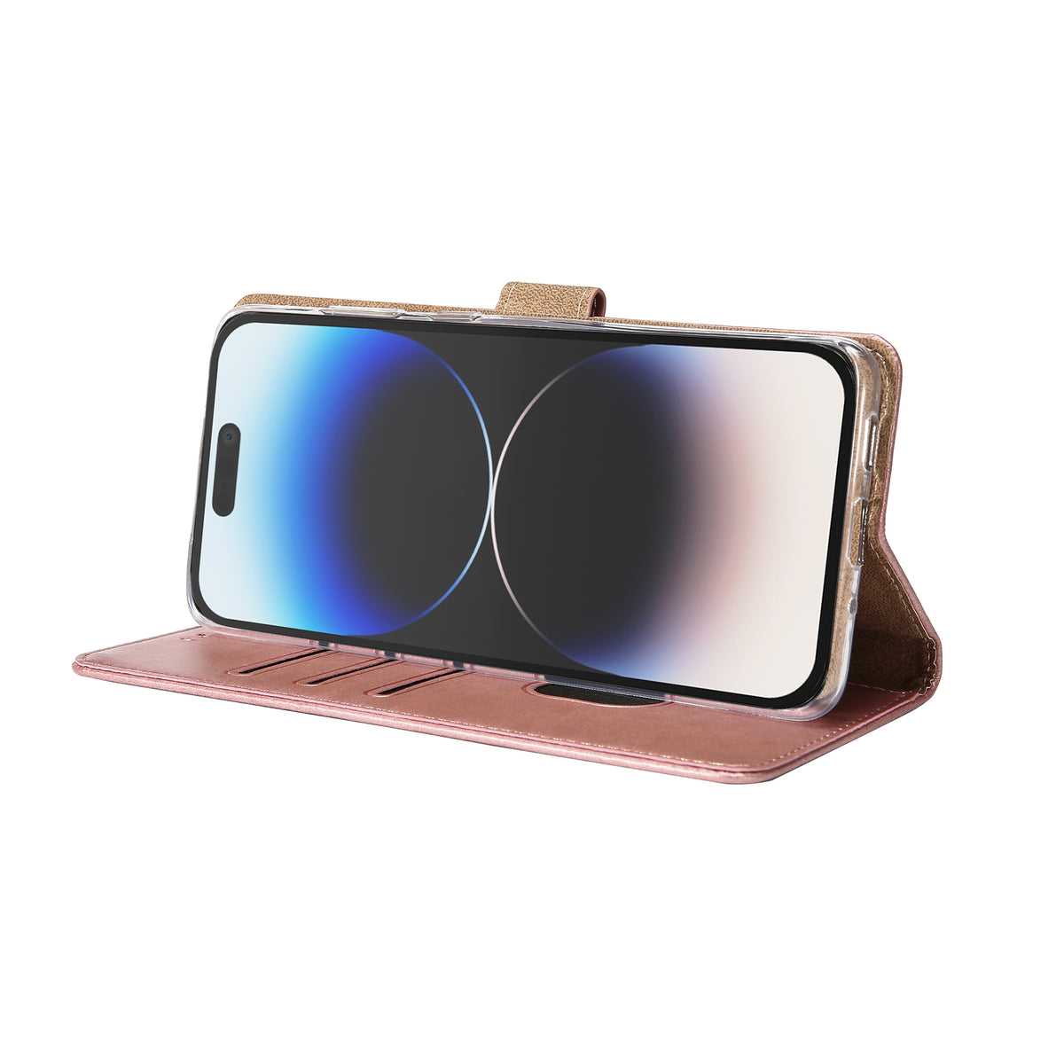 Rixus Bookcase For Apple iPhone 14 Pro Pink