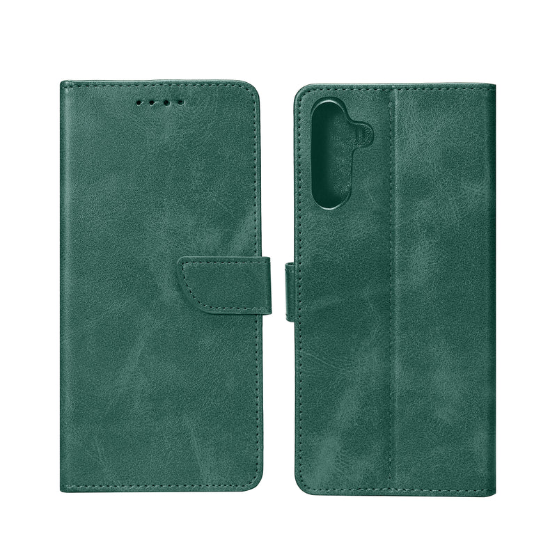 Rixus Bookcase For Samsung Galaxy A54 Dark Green
