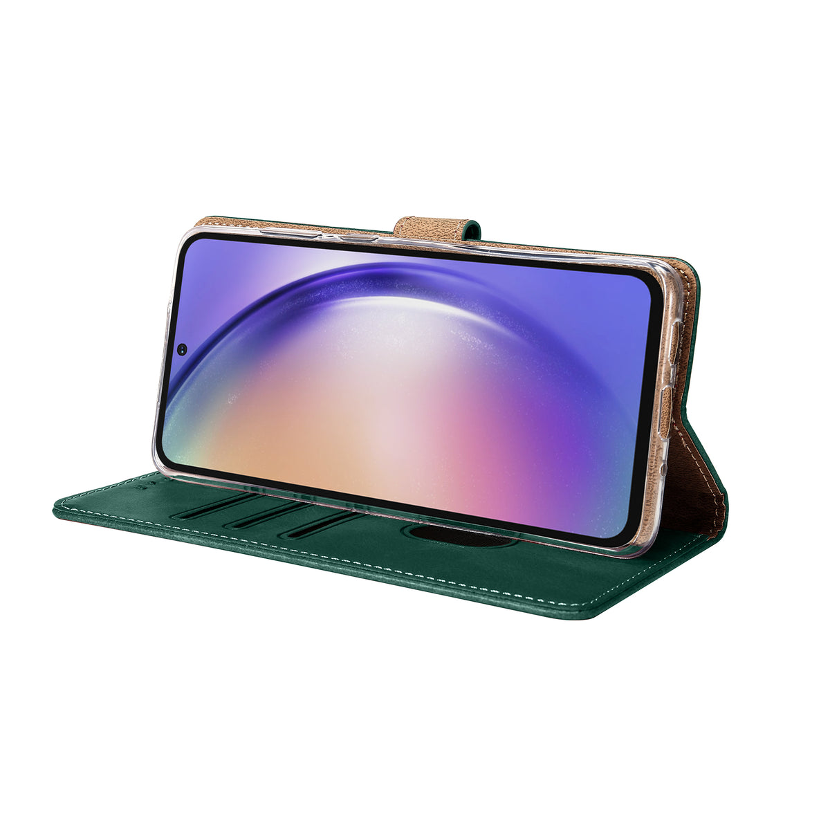 Rixus Bookcase For Samsung Galaxy A54 Dark Green