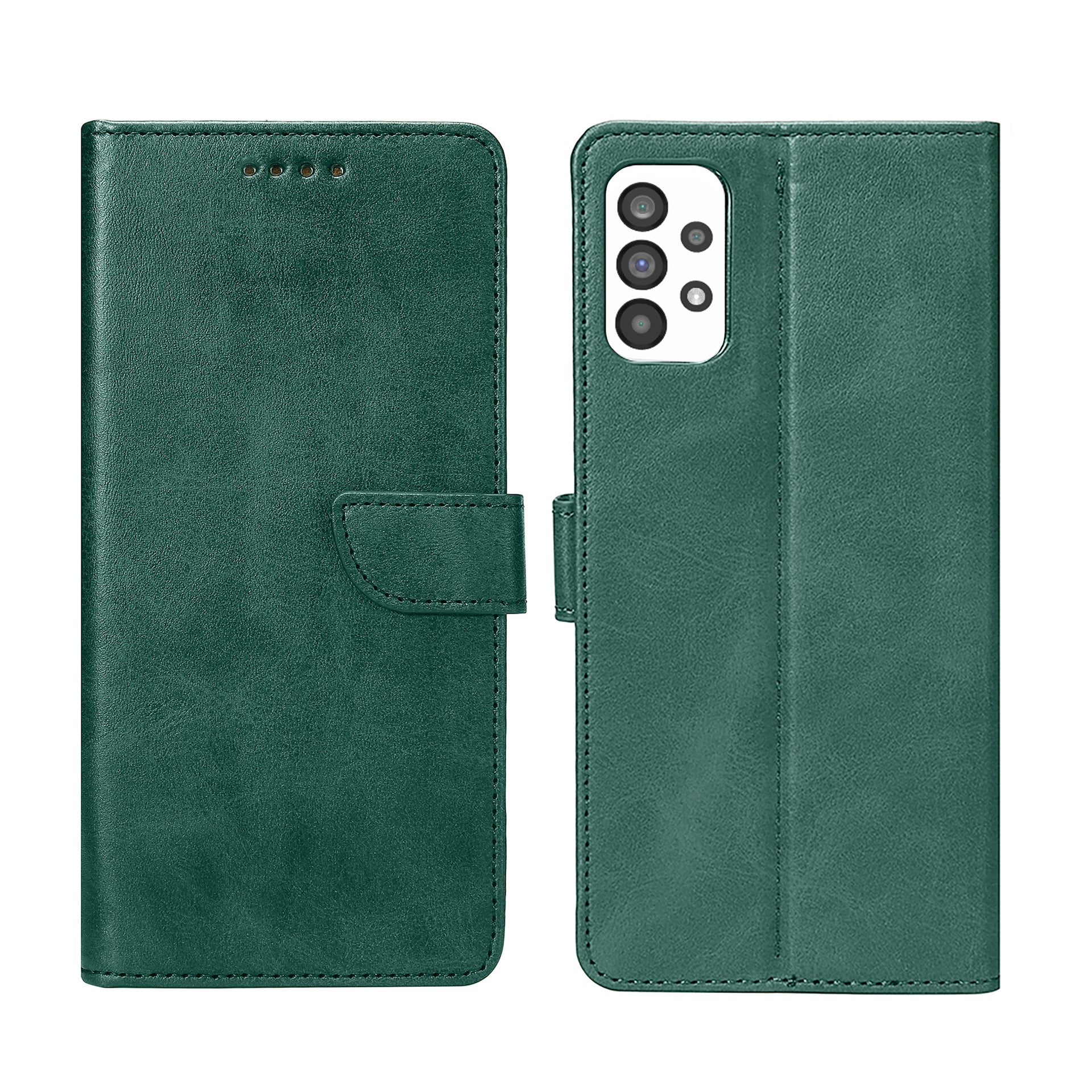 Rixus Bookcase For Samsung Galaxy A73 5G Dark Green