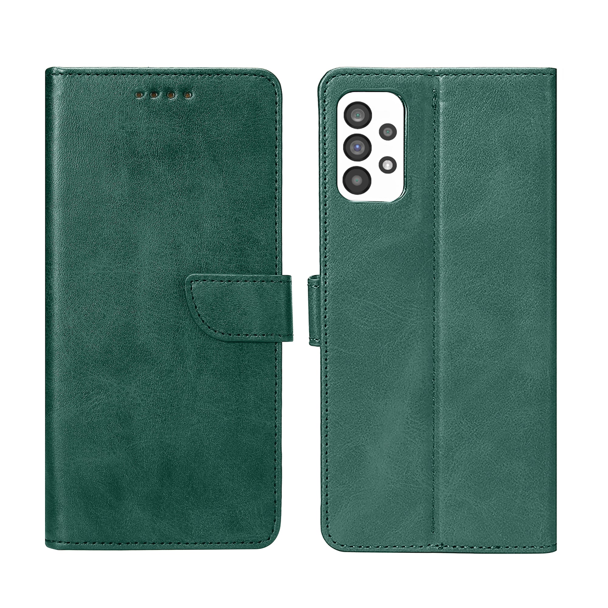 Rixus Bookcase For Samsung Galaxy A73 5G Dark Green