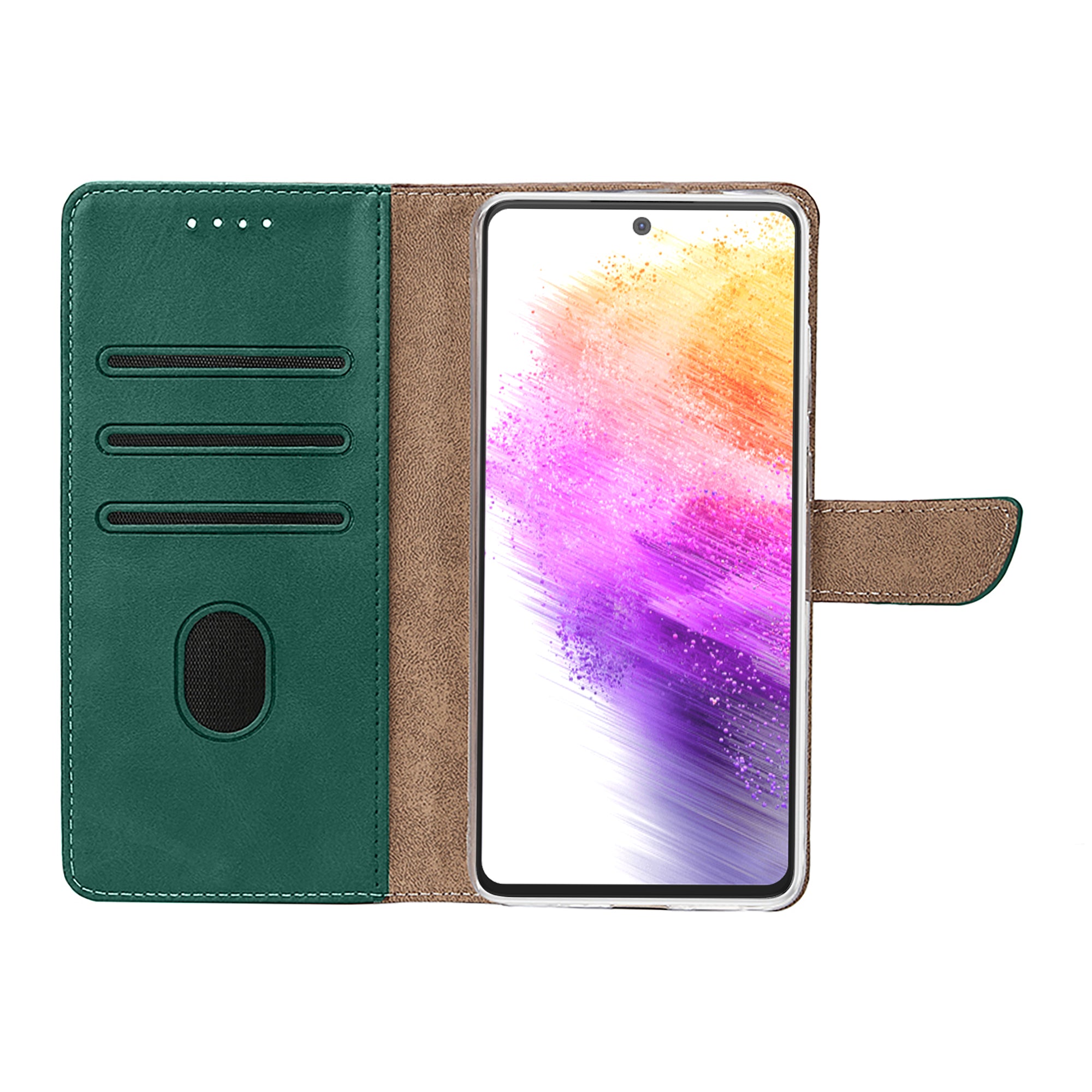 Rixus Bookcase For Samsung Galaxy A73 5G Dark Green