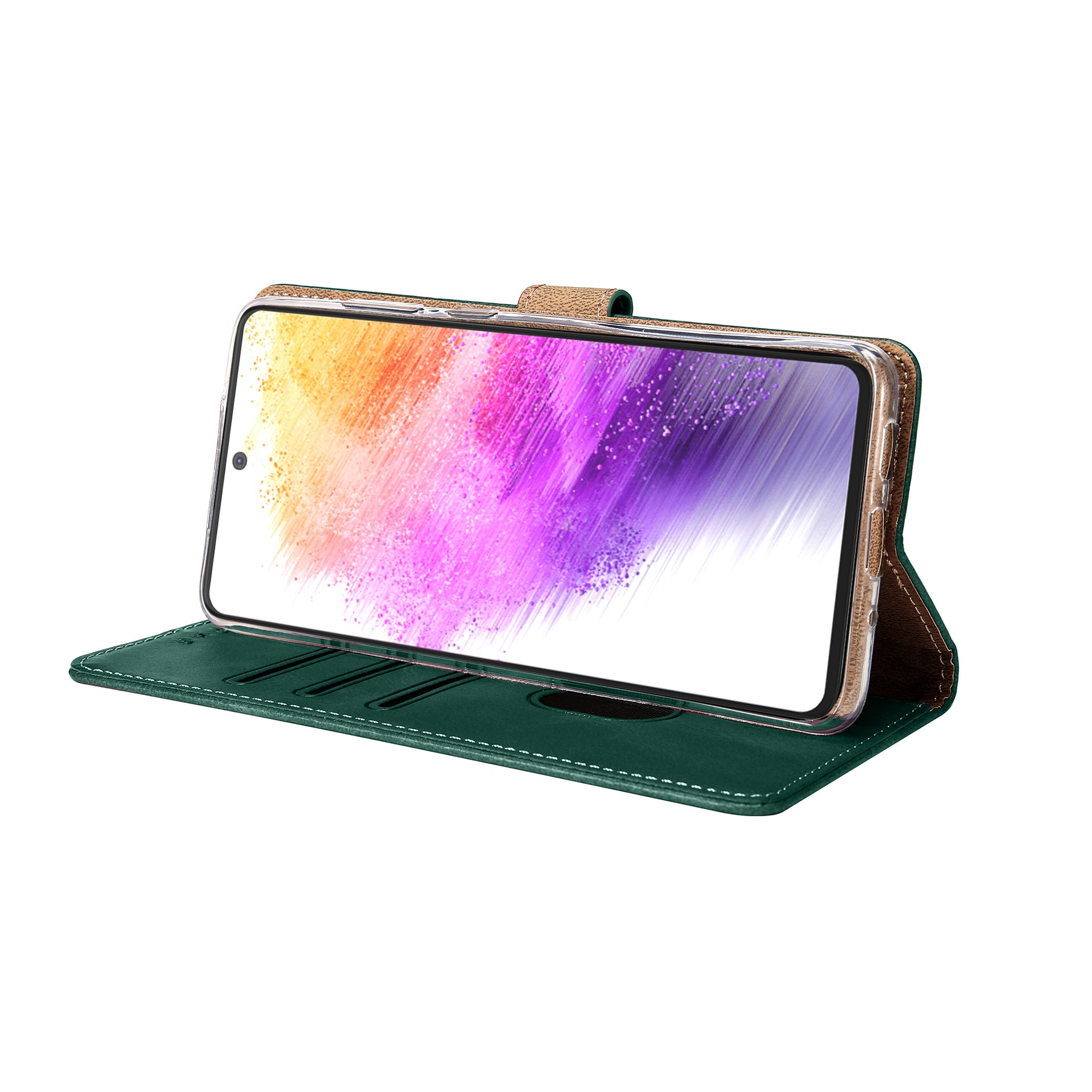 Rixus Bookcase For Samsung Galaxy A73 5G Dark Green