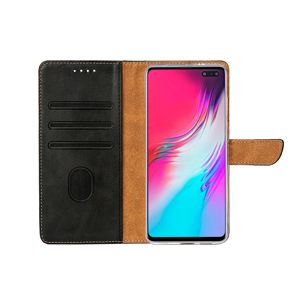 Rixus Bookcase For Samsung Galaxy S10 Plus Black