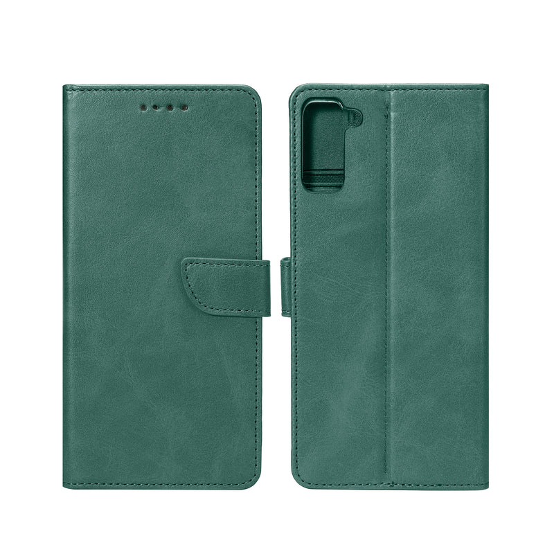 Rixus Bookcase For Samsung Galaxy S21 FE 5G Dark Green