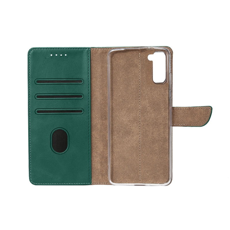 Rixus Bookcase For Samsung Galaxy S21 FE 5G Dark Green