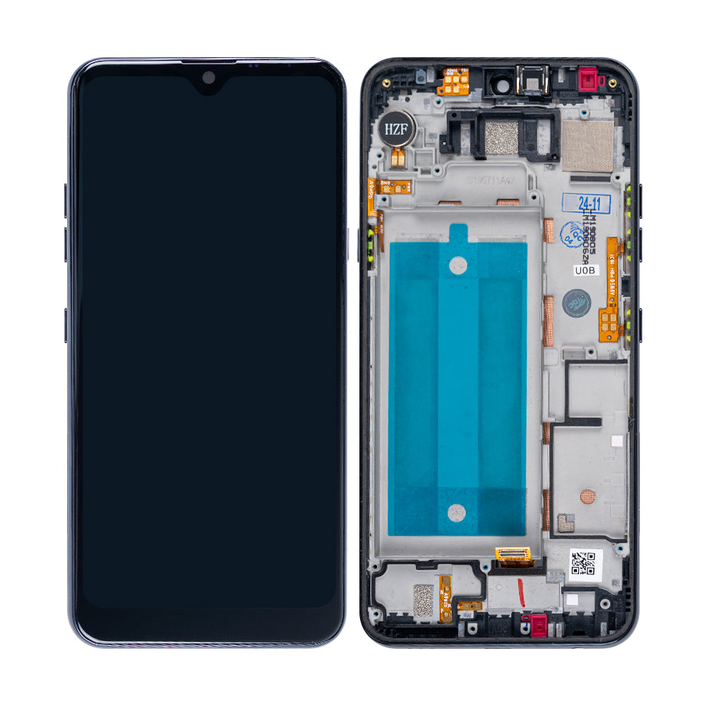 LG Q60 Display And Digitizer With Frame Aurora Black OEM
