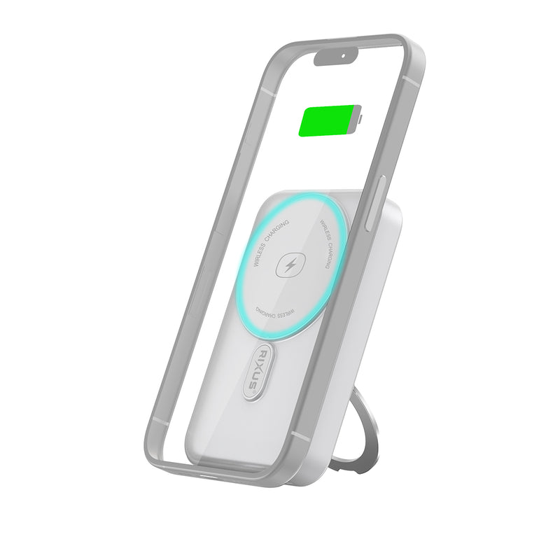 Rixus RXPB71A MagSafe Powerbank 10.000mAh With Foldable Stand White