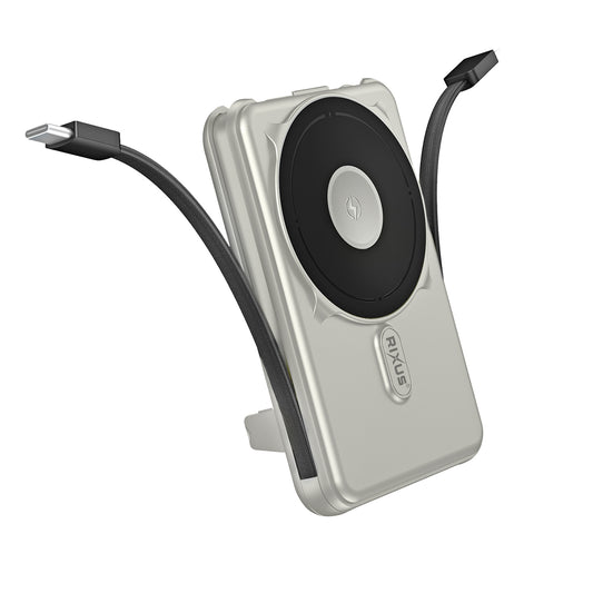 Rixus RXPB76A MagSafe Compatible Powerbank 10000mAh With Built-in Cable Silver