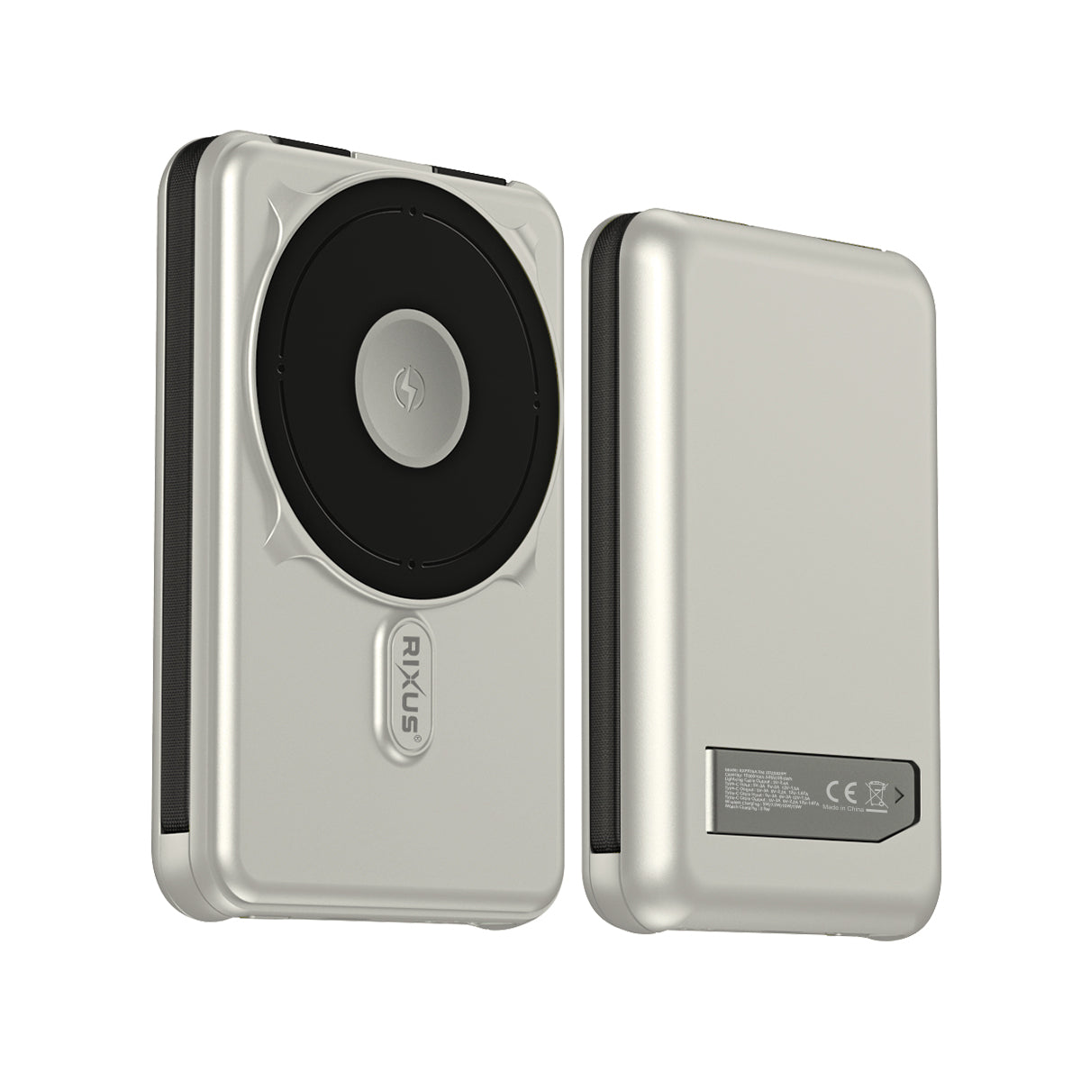 Rixus RXPB76A MagSafe Compatible Powerbank 10000mAh With Built-in Cable Silver