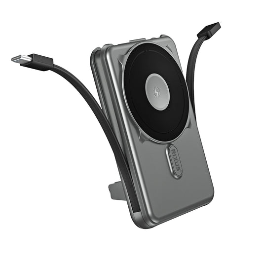 Rixus RXPB76B MagSafe Compatible Powerbank 10000mAh With Built-in Cable Gray