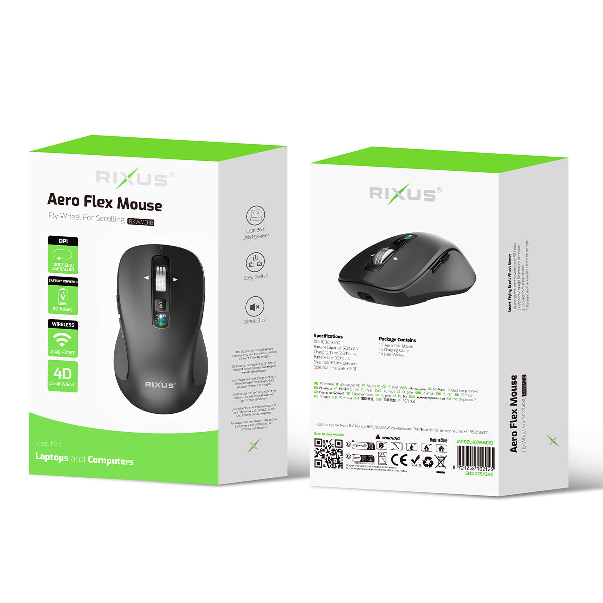Rixus RXWM01B Aero Flex Mouse Black