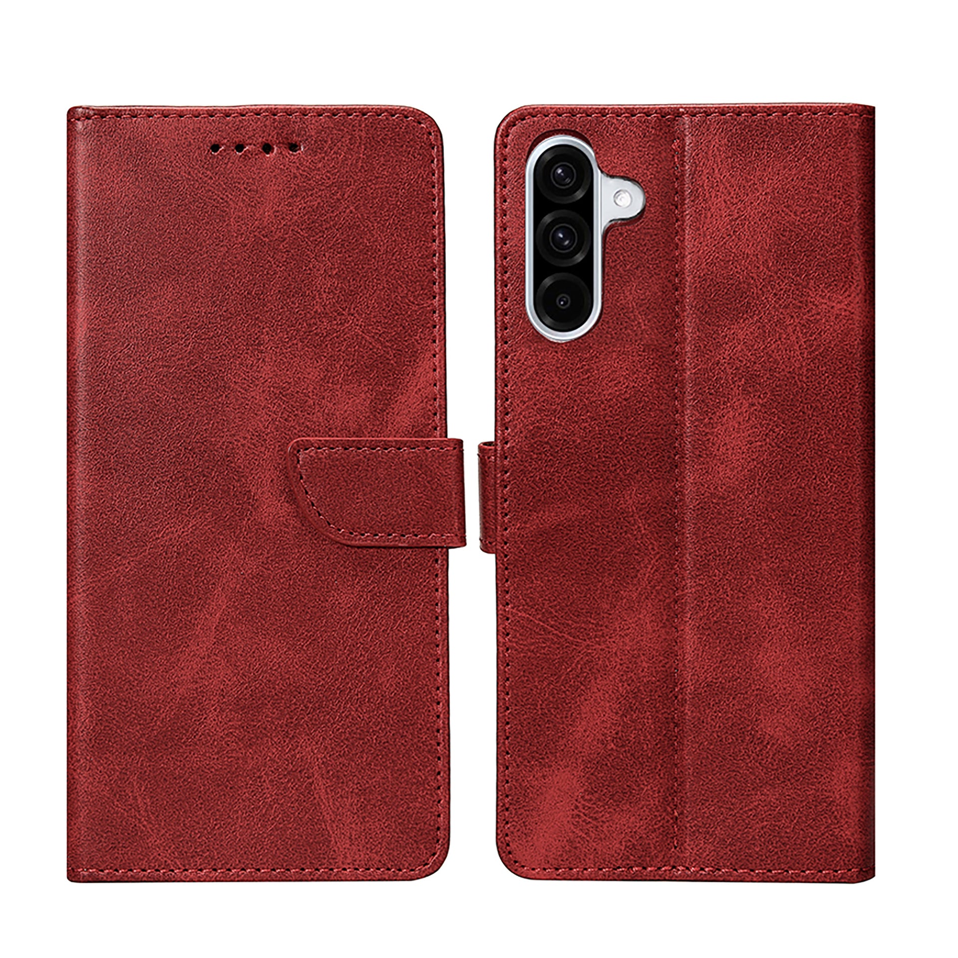 Rixus Bookcase For Samsung Galaxy A36, A37 Dark Red