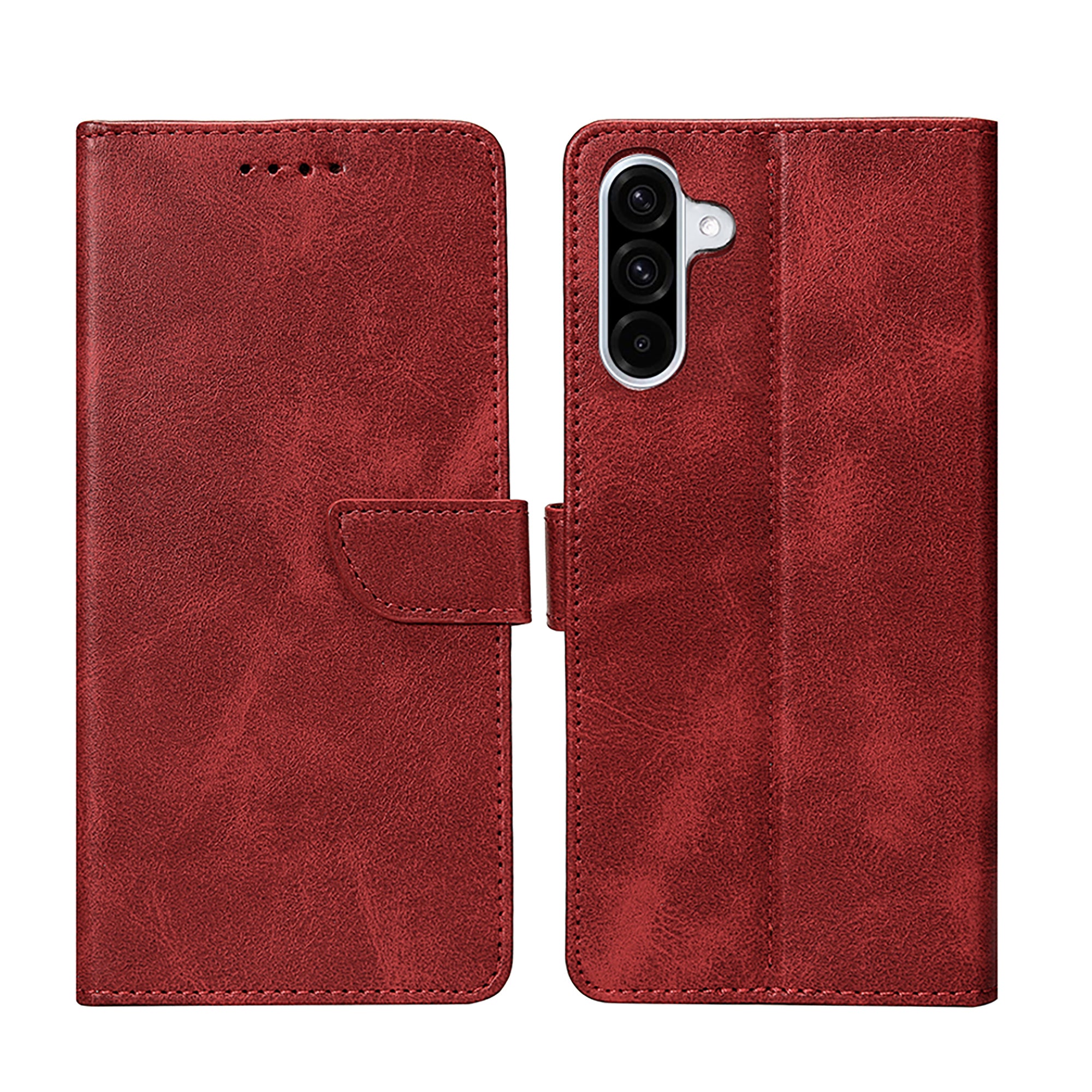 Rixus Bookcase For Samsung Galaxy A36, A37 Dark Red