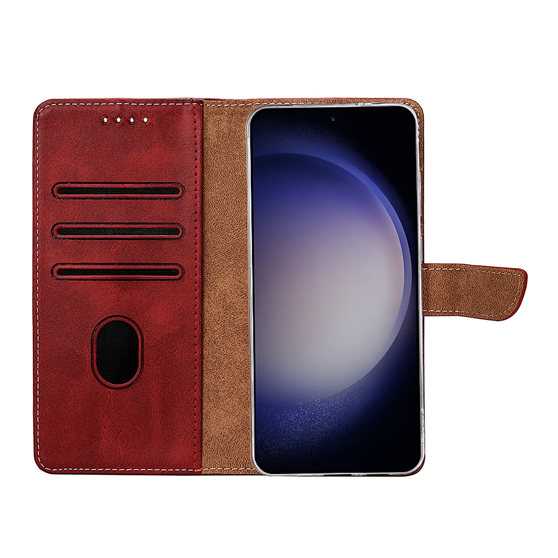 Rixus Bookcase For Samsung Galaxy A36, A37 Dark Red