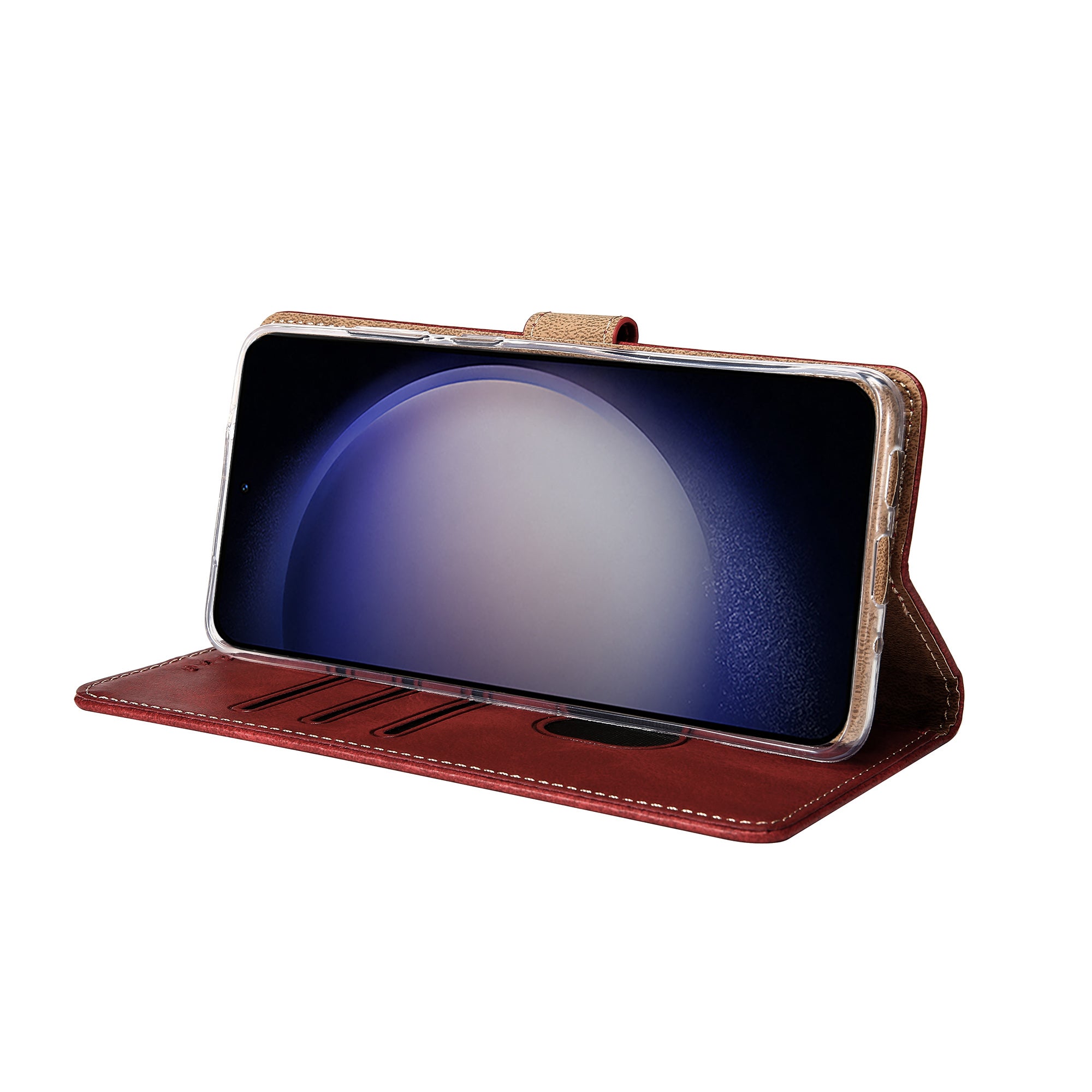 Rixus Bookcase For Samsung Galaxy A36, A37 Dark Red