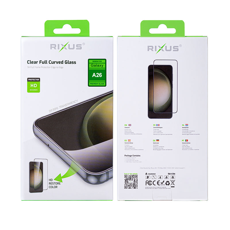 Rixus Clear HD Full Cover Tempered Glass For Samsung Galaxy A26 A266B