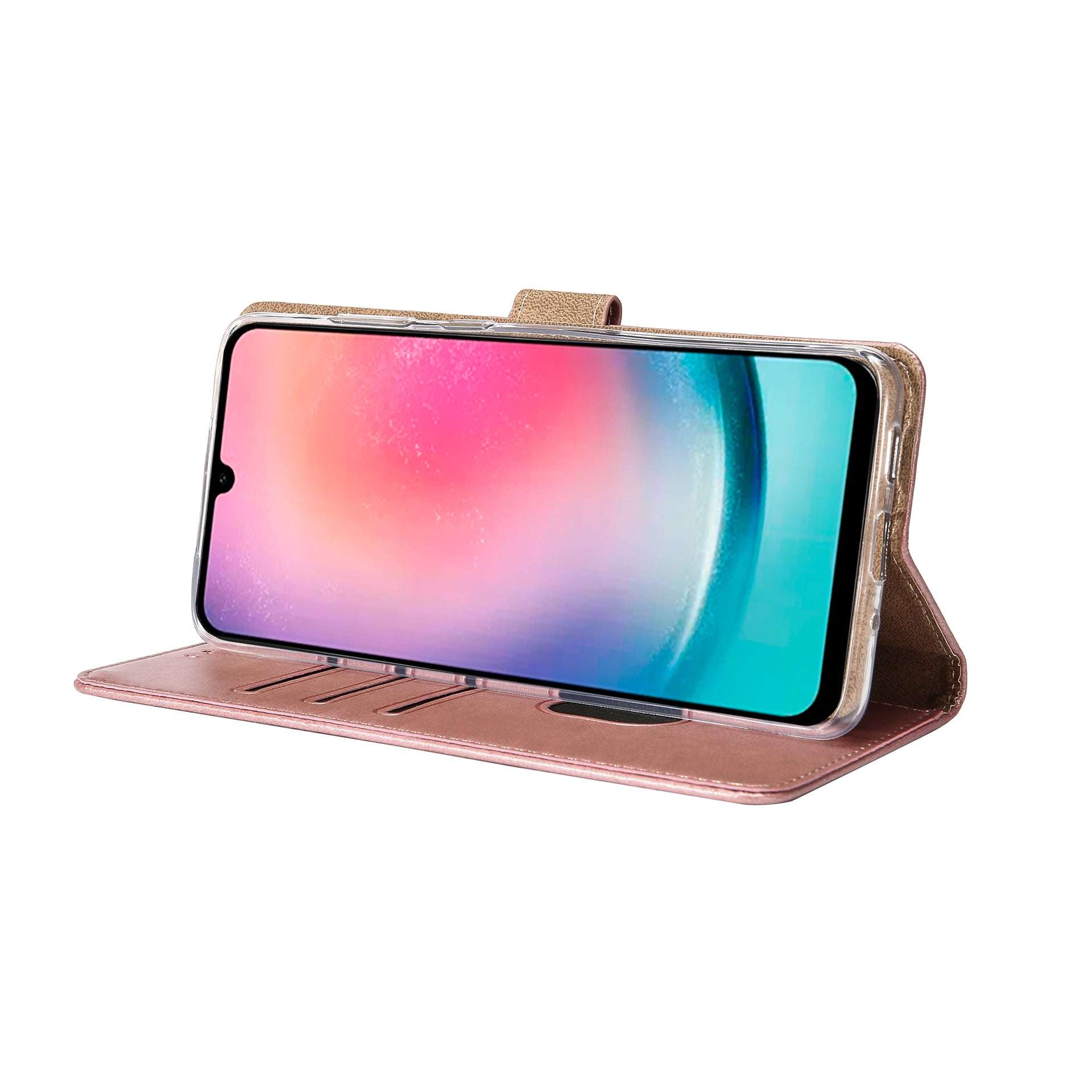 Rixus Bookcase For Samsung Galaxy A26, A17, A18 Pink