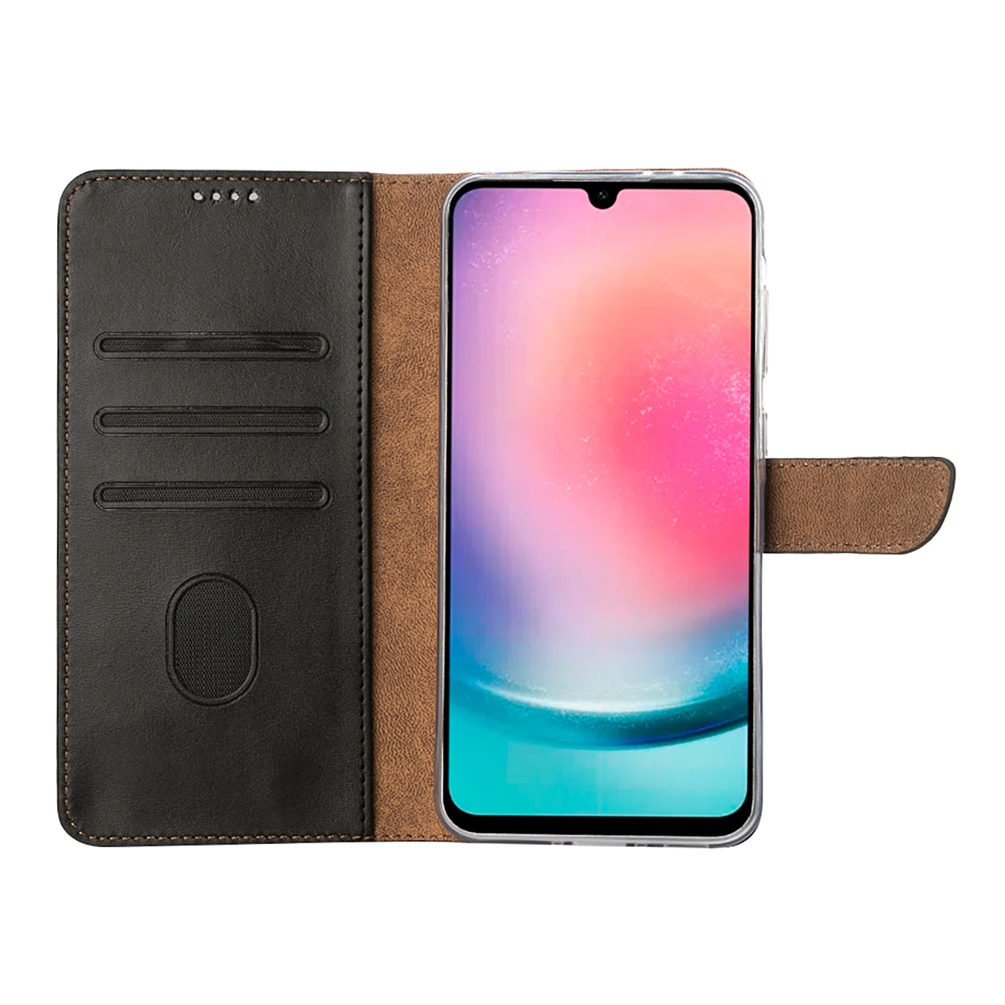 Rixus Bookcase For Samsung Galaxy A26, A17, A18 Black