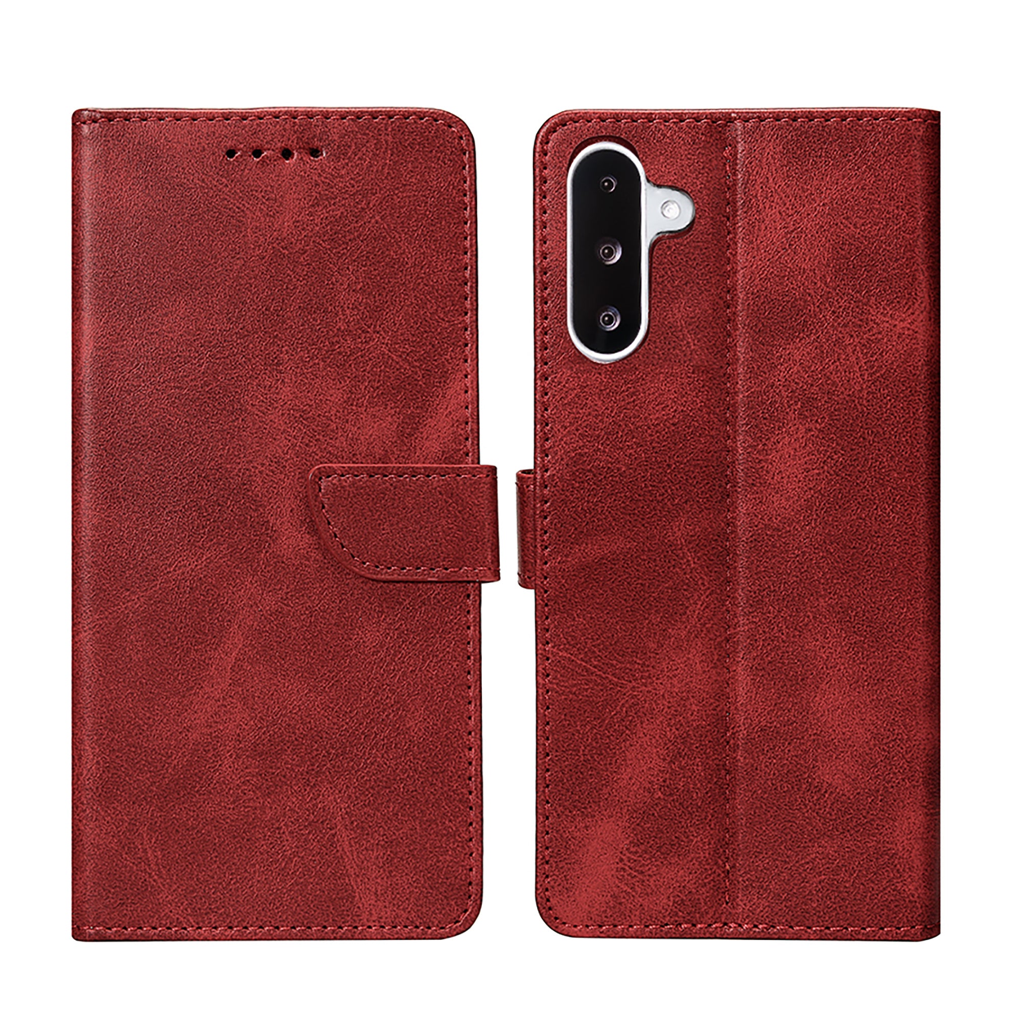 Rixus Bookcase For Samsung Galaxy A26, A17, A18 Dark Red