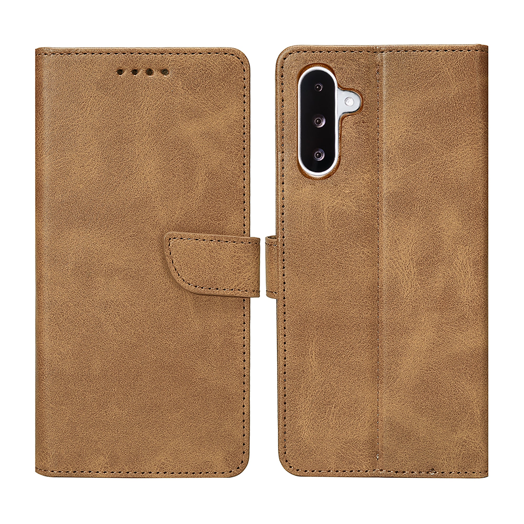 Rixus Bookcase For Samsung Galaxy A26, A17, A18 Light Brown