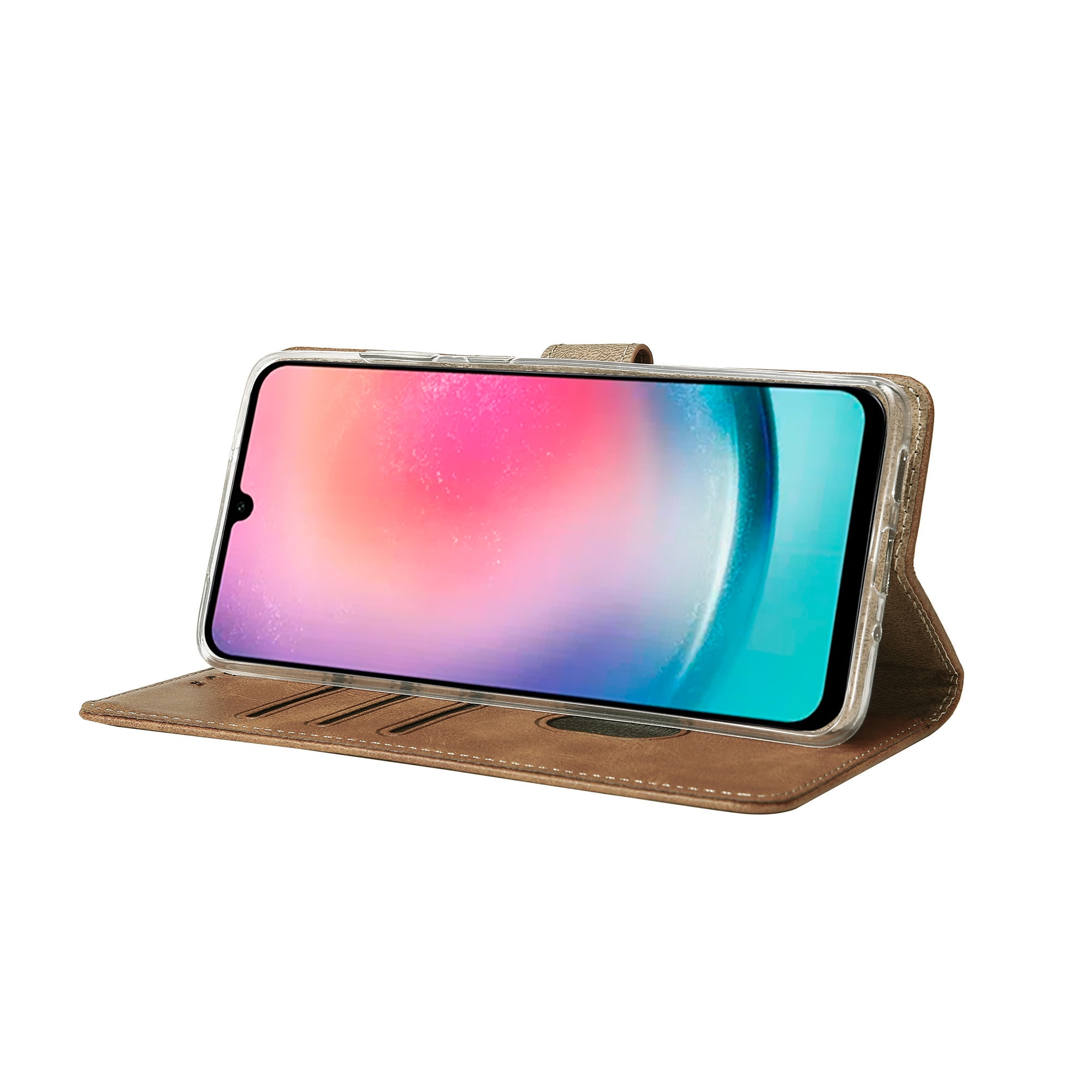 Rixus Bookcase For Samsung Galaxy A26, A17, A18 Light Brown