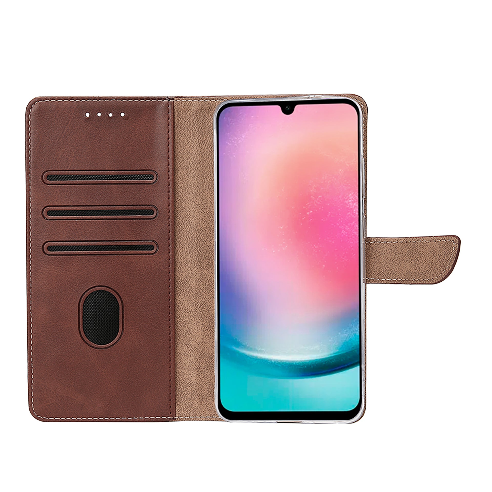 Rixus Bookcase For Samsung Galaxy A26, A17, A18 Brown