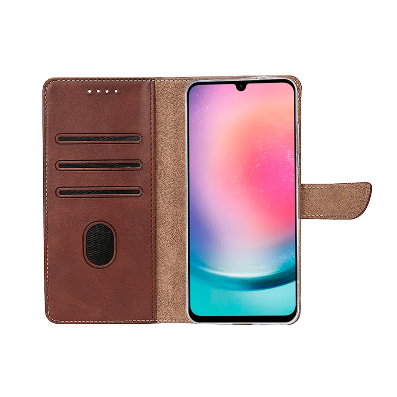 Rixus Bookcase For Samsung Galaxy A26, A17 Brown