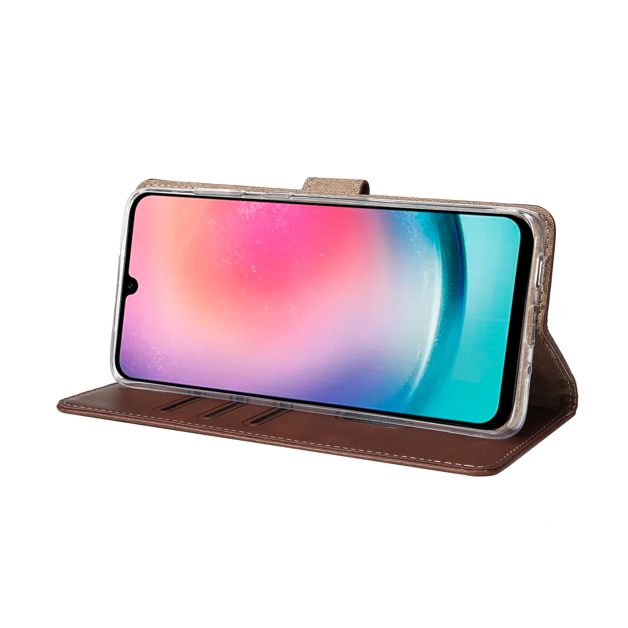 Rixus Bookcase For Samsung Galaxy A26, A17, A18 Brown