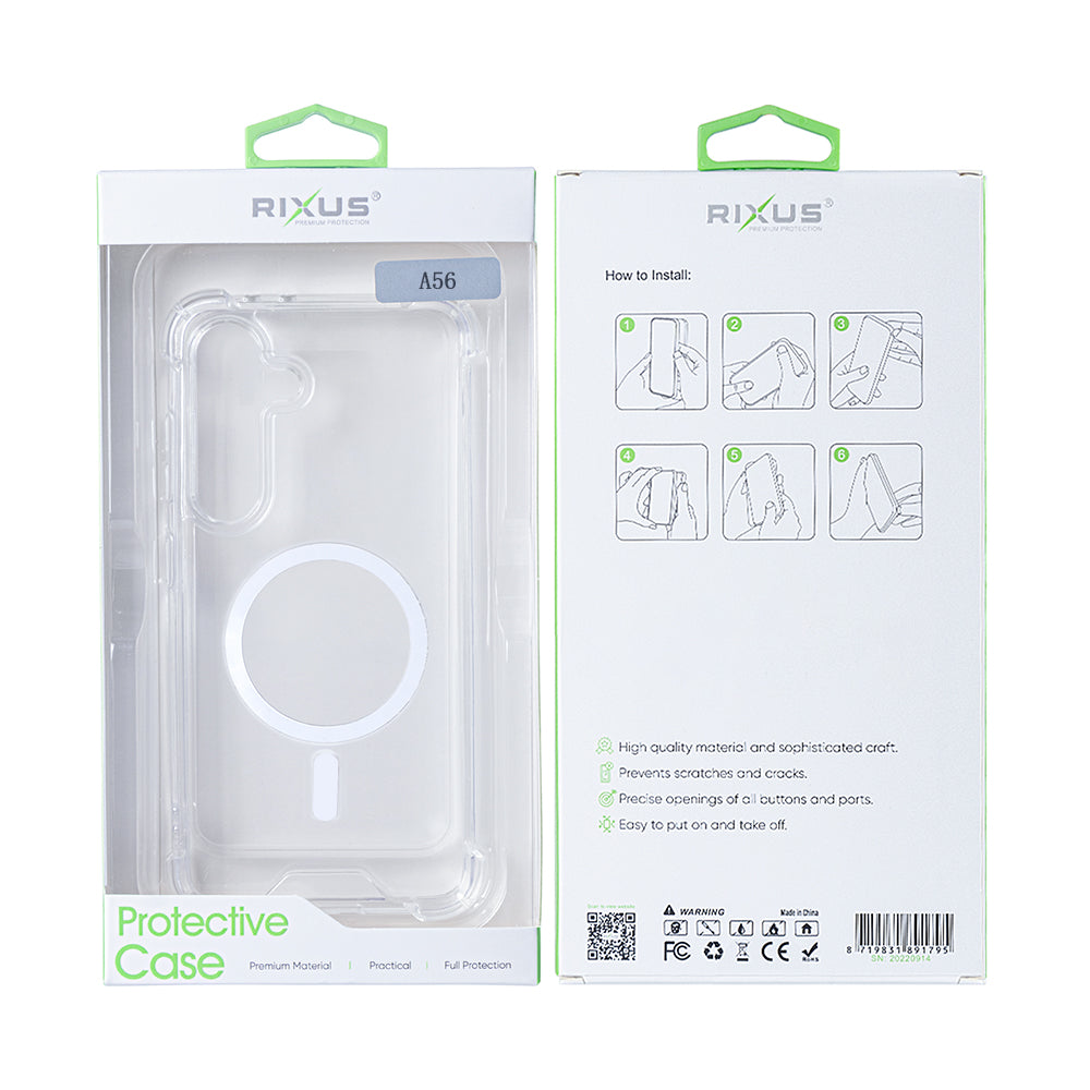 Rixus Anti-Burst Case With MagSafe Compatible For Samsung Galaxy A56 Transparent