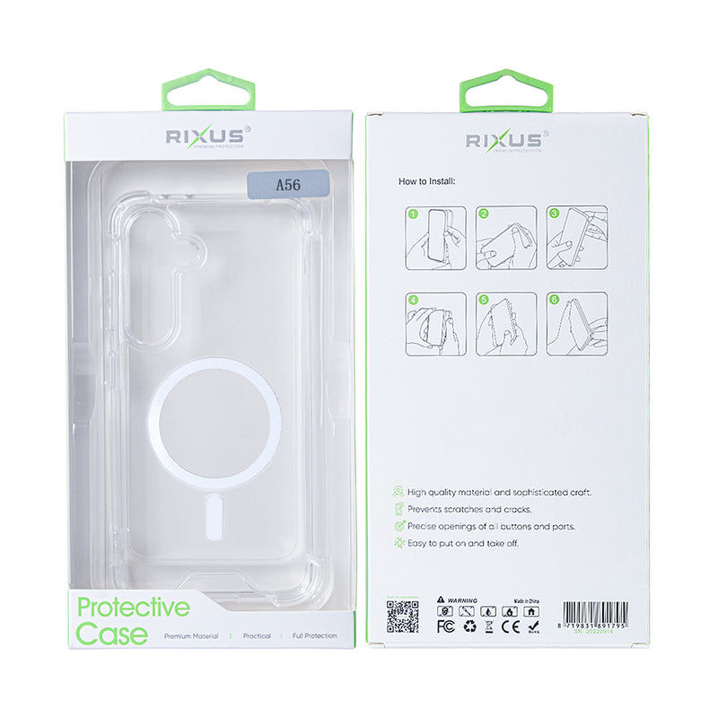 Rixus Anti-Burst Case With MagSafe For Samsung Galaxy A56 A566B Transparent