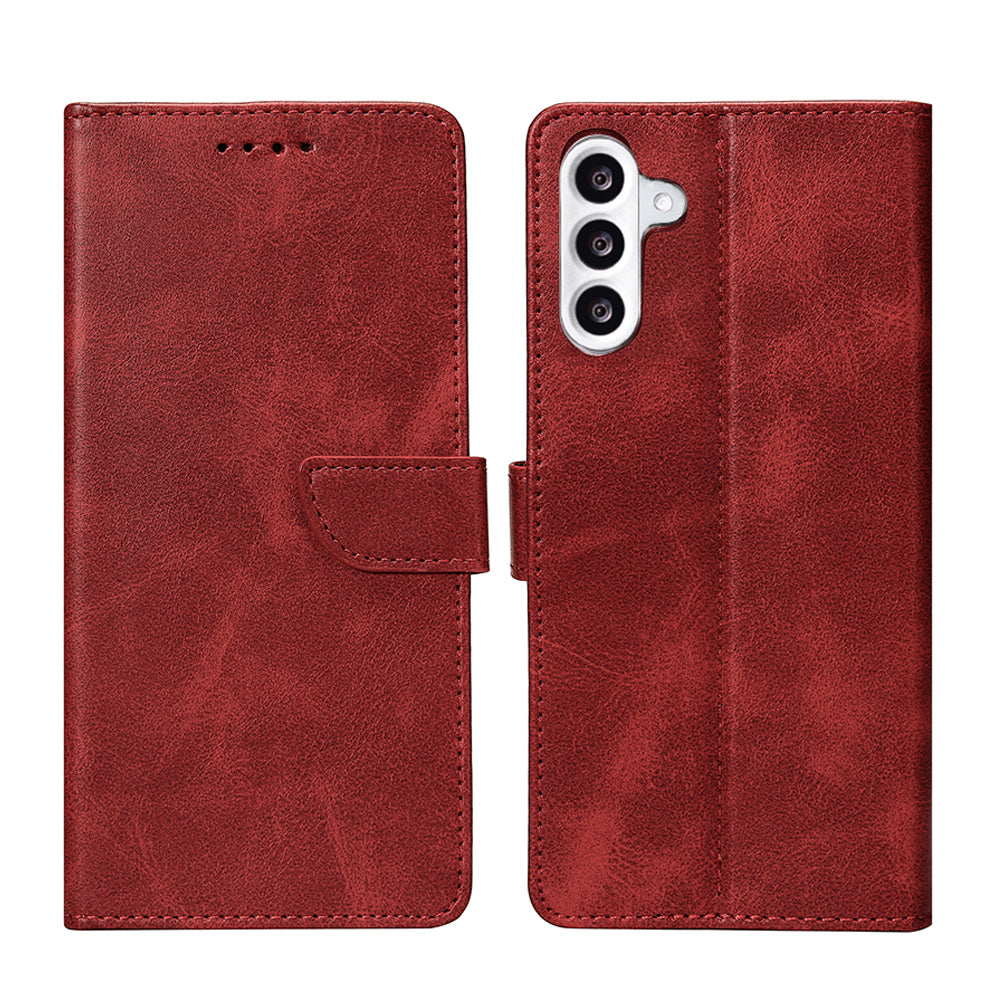 Rixus Bookcase For Samsung Galaxy A56 Dark Red